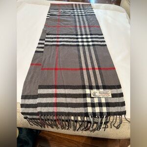 Unisex Gray and Red Checkered Cashmere Viscose  Men's Scarf